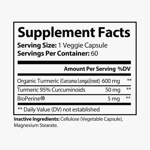 Turmeric with BioPerine® (Black Pepper Fruit Extract) Supplement (60 Capsules)