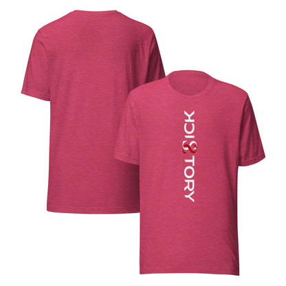 Camiseta unisex Sick Story frambuesa jaspeada con letras del logotipo delante y espalda sin estampado