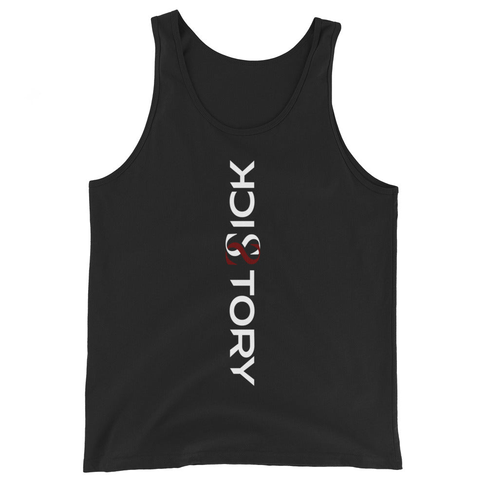 Schwarzes Unisex-Tanktop von Sick Story, Vorderansicht