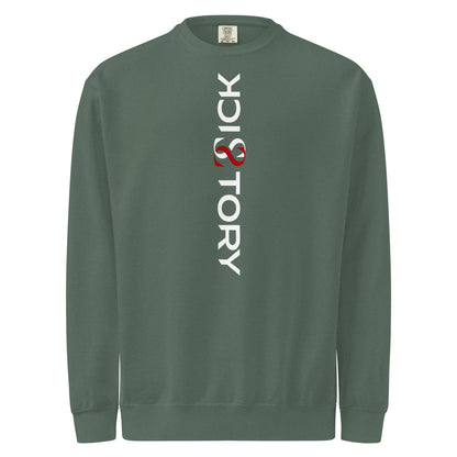 Textilgefärbter Unisex-Pullover von Sick Story in Blue Spruce – Vorderansicht