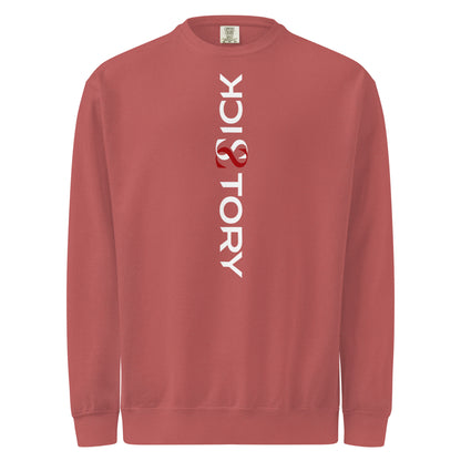 Textilgefärbter Unisex-Pullover von Sick Story in Crimson – Vorderansicht
