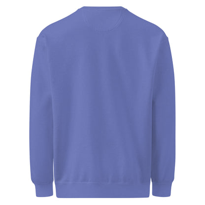 Textilgefärbter Unisex-Pullover von Sick Story in Flo Blue – Rückansicht