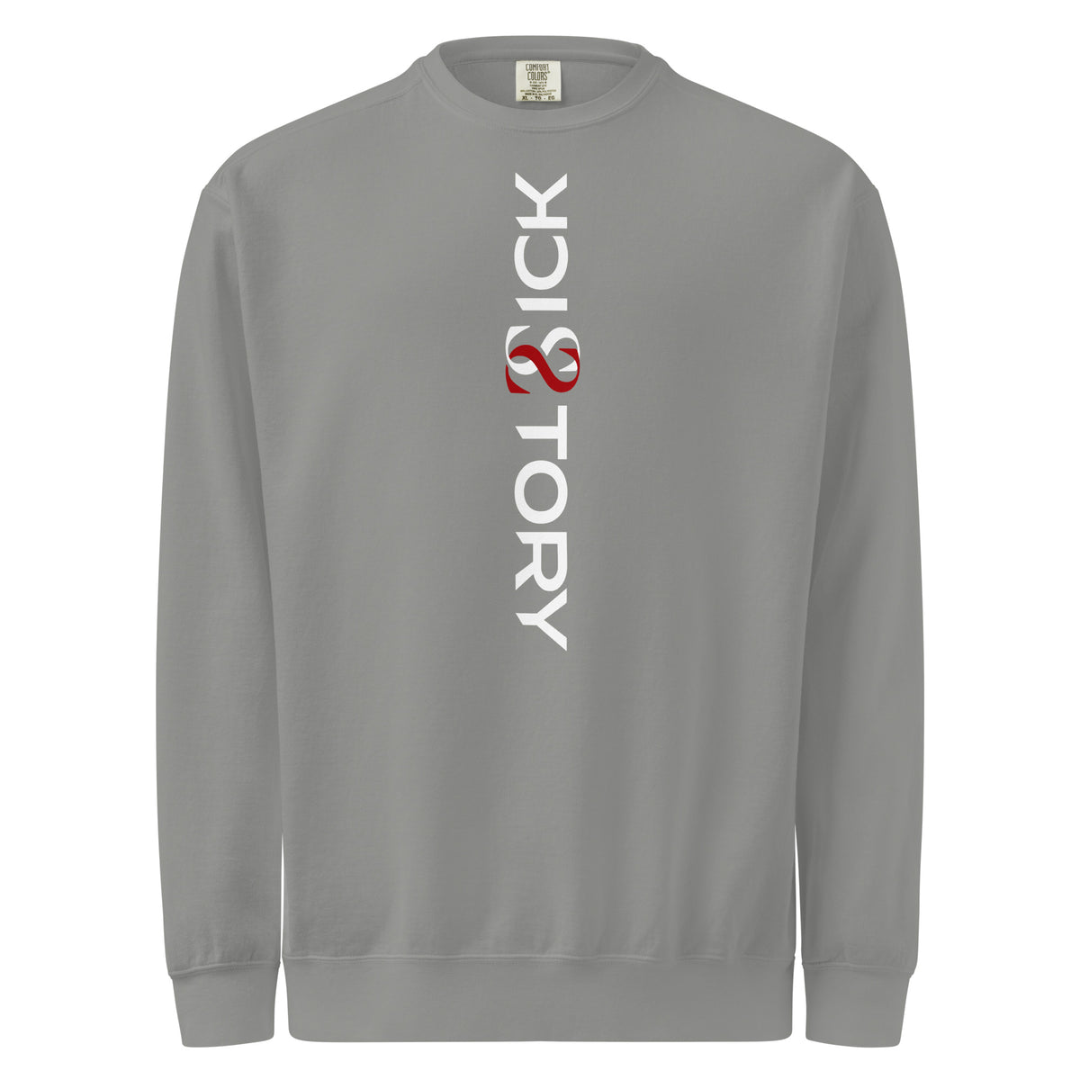 Textilgefärbter Unisex-Pullover von Sick Story in Grau – Vorderansicht