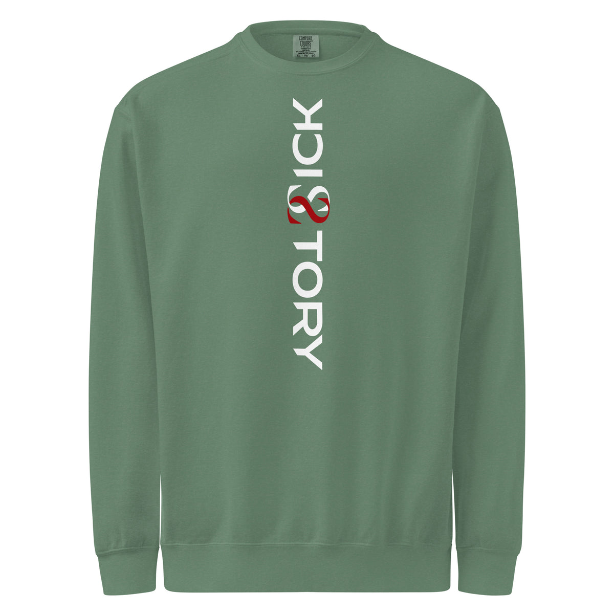 Textilgefärbter Unisex-Pullover von Sick Story in Light Green – Vorderansicht
