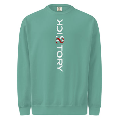 Textilgefärbter Unisex-Pullover von Sick Story in Seafoam – Vorderansicht