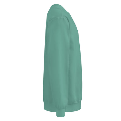 Textilgefärbter Unisex-Pullover von Sick Story in Seafoam – rechte Seitenansicht