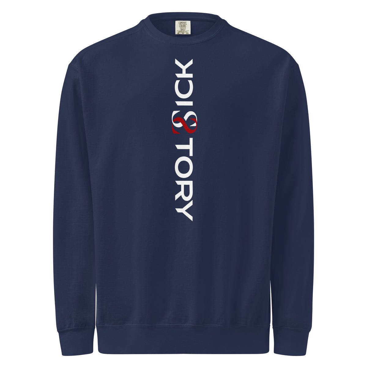 Textilgefärbter Unisex-Pullover von Sick Story in True Navy – Vorderansicht