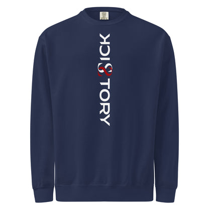 Textilgefärbter Unisex-Pullover von Sick Story in True Navy – Vorderansicht