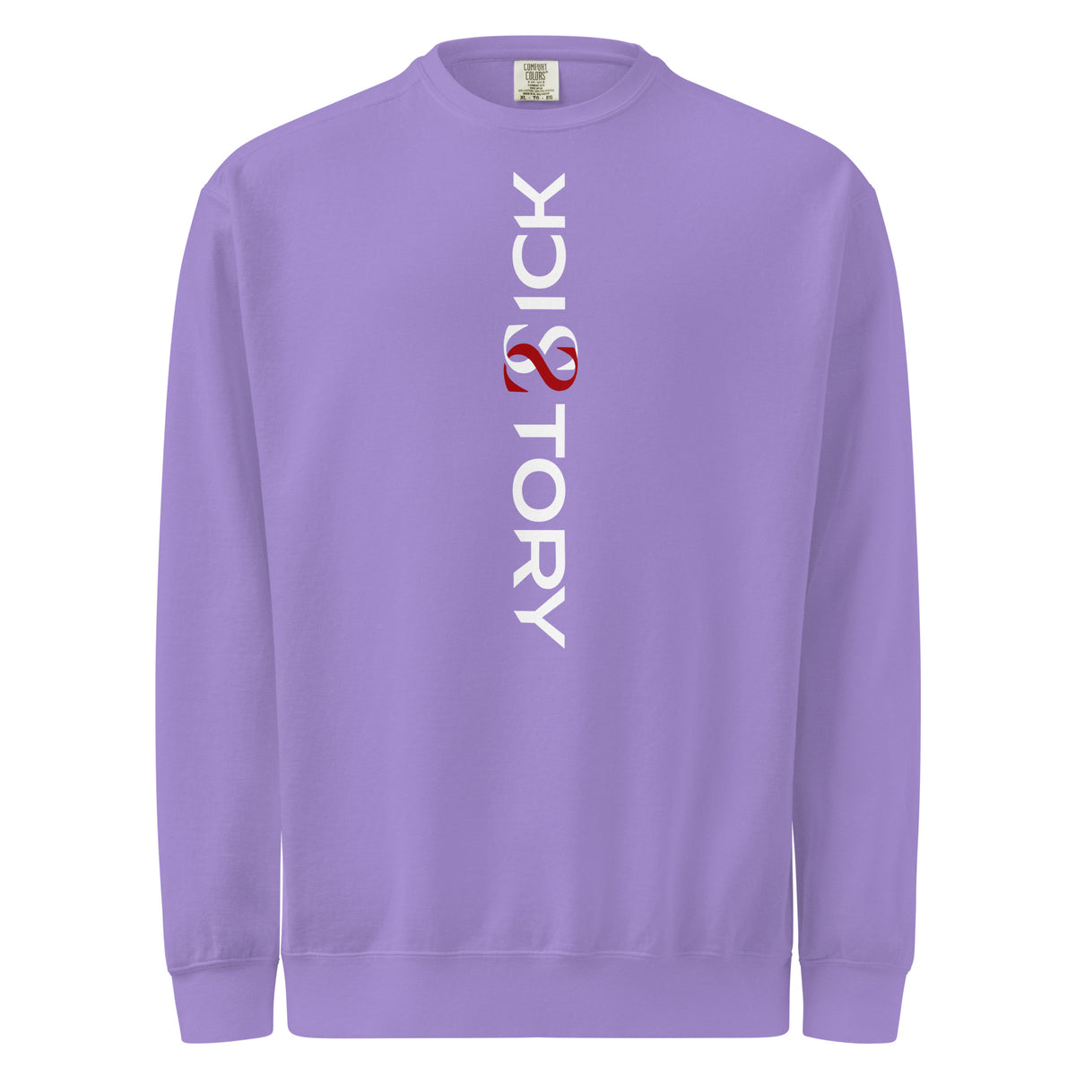 Textilgefärbter Unisex-Pullover von Sick Story in Violett – Vorderansicht